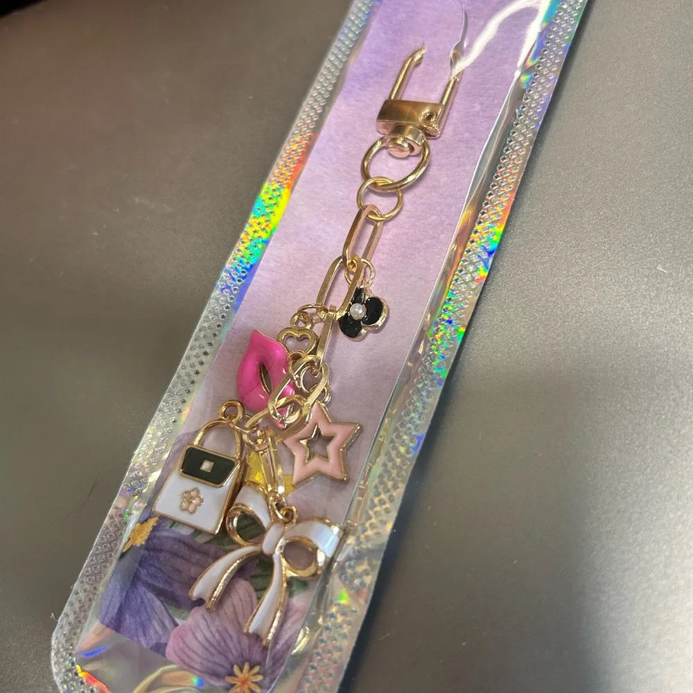 Chic‎ Gold and Pink Charm Keychain